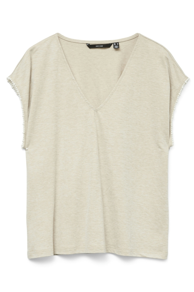 VMVIPS SS AVA V-NECK TOP JRS GA 10327099 SILVER MINK